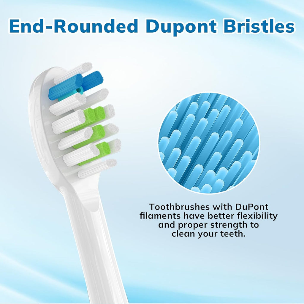 6 Pack Replacement Replacement Brush Heads for Waterpik Sonic Fusion Flossing Toothbrush Compatible with Sonic Fusion SF01/SF02 and Sonic Fusion 2.0 SF03/SF04- White with Caps