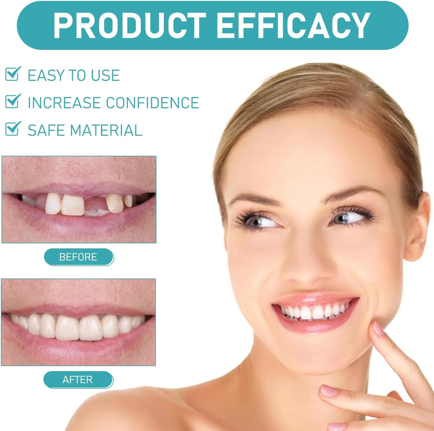 2 Pcs Minceetbien Dentures, Minceetbien Silicone Reline Denture Set, Adjustable Snap-in Dentures, Upper and Lower Denture Kit, Comfortable and Waterproof Fake for Instant Smile Restoration