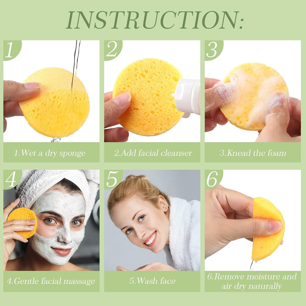 120 Pcs Compressed Facial Sponges Natural Face Exfoliator Disposable Face Sponges for Cleansing Round Soft Facial Scrubber Pads with Storage Container for Makeup Removal Esthetician Supplies Travel