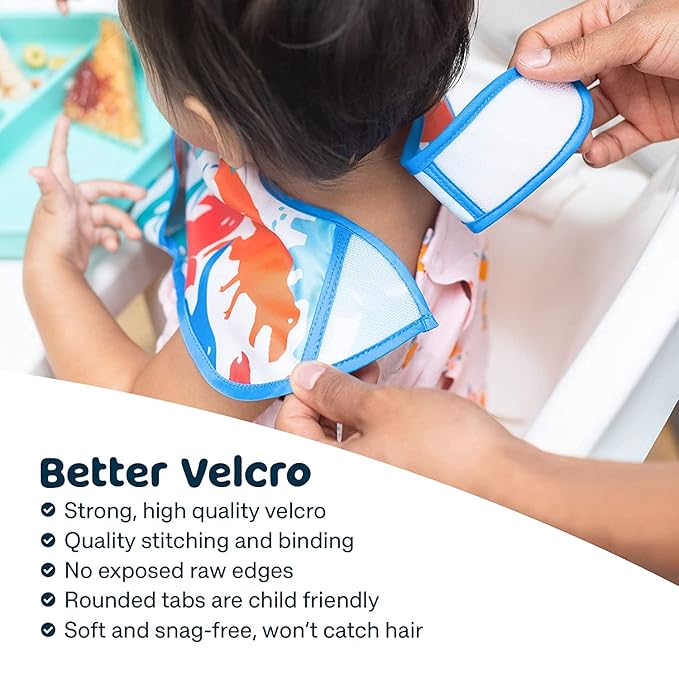 Tiny Twinkle Mess-Proof Baby Bibs for Eating | Waterproof, Wipeable Toddler Bibs with Catch-All Pocket | Feeding Bibs for Girls & Boys(3 Pack,Cowboy)