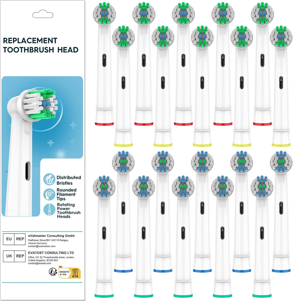 Replacement Toothbrush Heads Compatible with Oral B Pro 1000 Electric Toothbrush,Replacement Brush Heads Refill for Genius X,Smart 1500,Pro 5000,20 Count