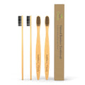 Clearly Bamboo Toothbrush Set | Extra Soft Charcoal Infused Bristles, Eco Biodegradable Wood, BPA Free Vegan Nylon | Great for Teeth Whitening, Sensitive Gums, Adults, Kids (Family Pack of 4)