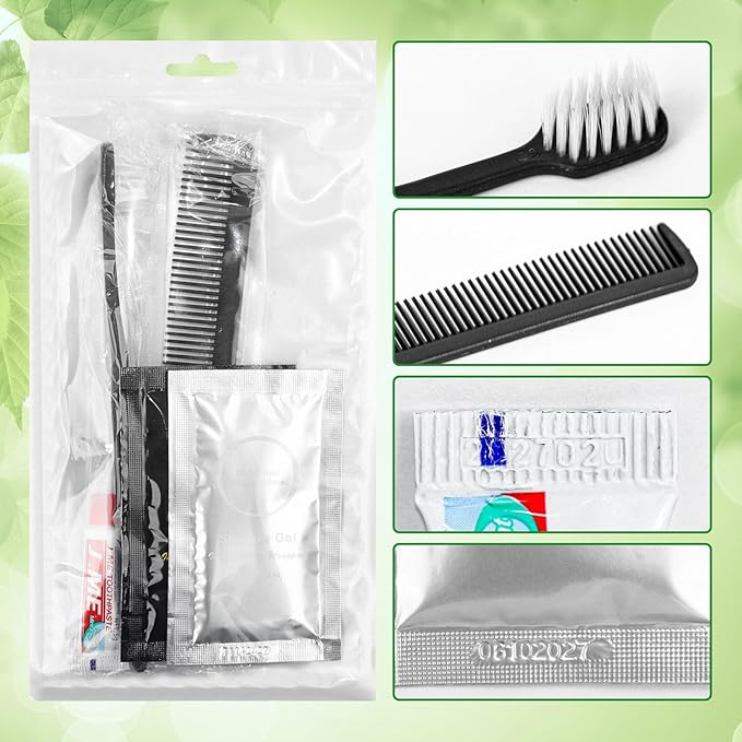 Toiletry Kits Disposable Travel Size Personal Hygiene Kits for Homeless Care Package Supplies in Bulk Toiletries Set Essential Women Men Hotel Guest Charity,Camping,Travel, Apartment 5 in 1(60 Pack)
