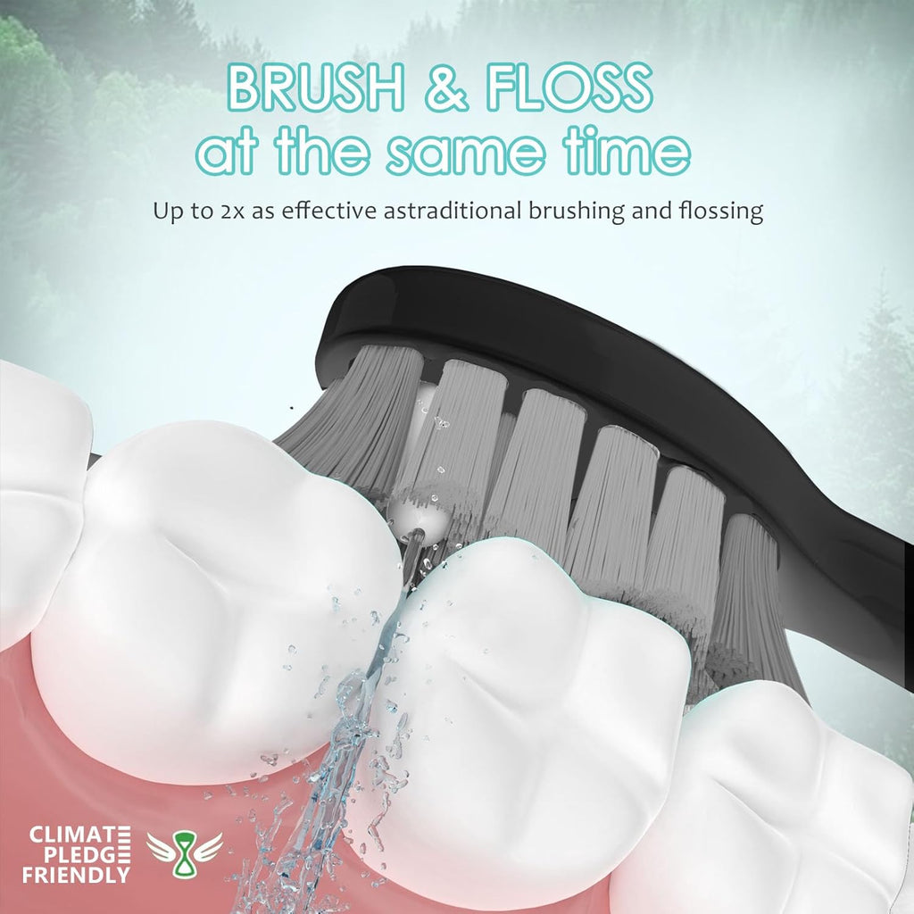 Replacement Heads for Water pik Sonic Fusion 2.0, Extra-Large Size Flossing Toothbrush Head fit for Water pik SF-01 SF-02 SF-03 SF-04 (Black, 5 Count)