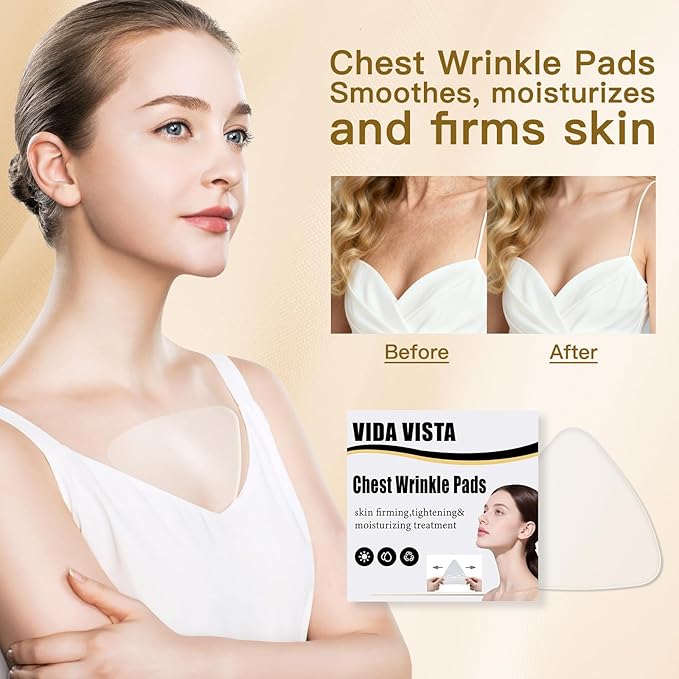 2PCS Triangle Silicone Chest Wrinkle Pads for Décolleté – Reusable Anti-Wrinkle Chest Patches for Women – Firming & Hydrating Silicone Pads for Chest Lines – Medical-Grade & Eco-Friendly