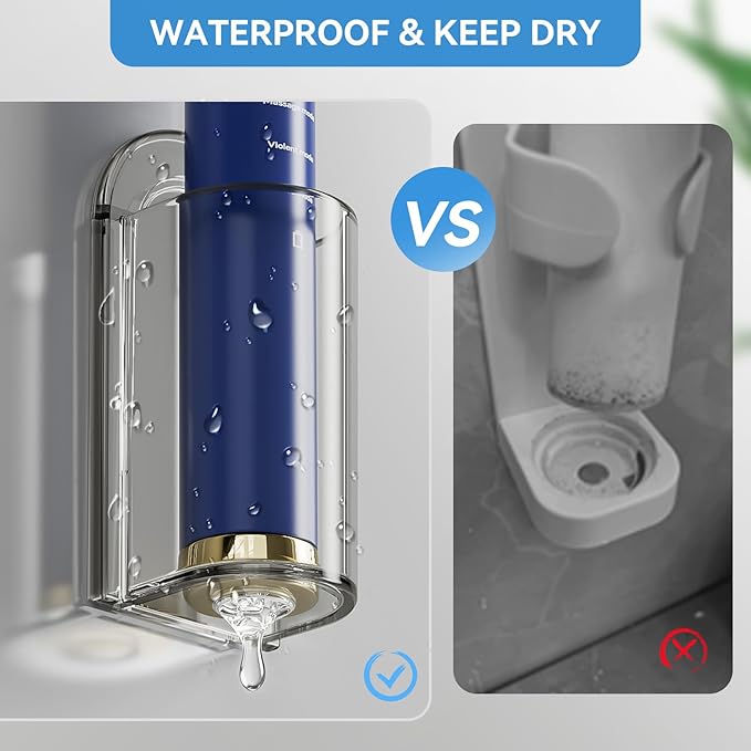 MOPMS Electric Toothbrush Holders Wall Mounted, Single Slot Toothbrush Holders for Bathrooms, Self Adhesive Electric Toothbrush Organizer Space Saver (2Pcs Grey)