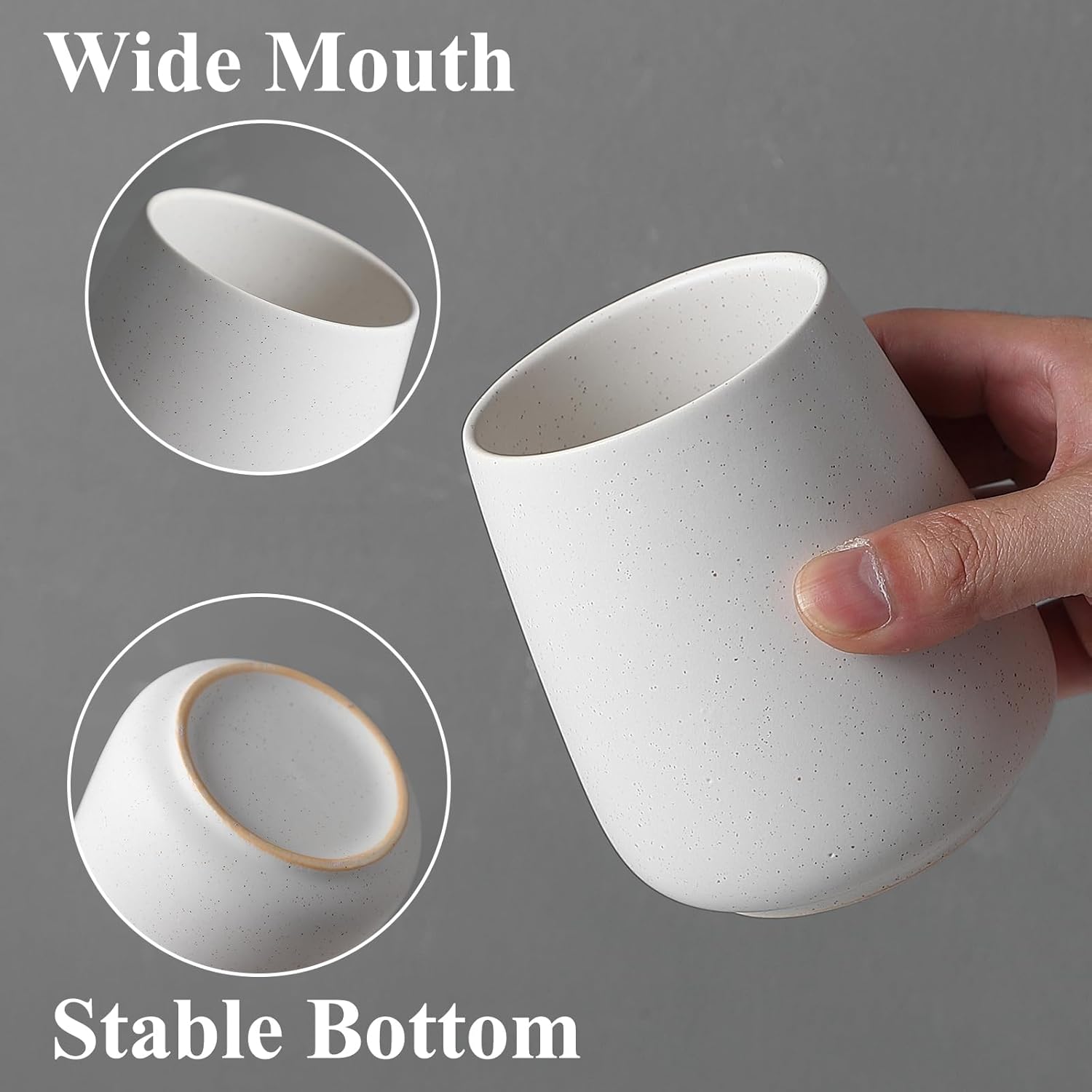 Speckled White Ceramic Toothbrush Holder - Bathroom Tooth Brushing Holders, Toothbrush Cup, Toothpaste Organizer for Bathroom Countertop, Makeup Brush Holder, Pen Holder for Home Desktop Storage