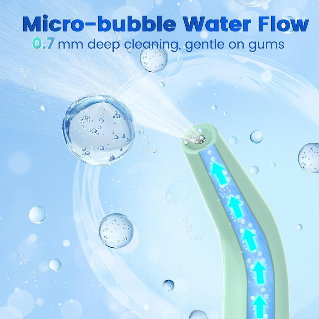 Water Flosser for Teeth, Portable Oral Irrigator Rechargeable Water Dental Flosser Pick with High Pressure 5 Jet Tips, IPX7 Travel Water Flossing for Brace Teeth Cleaner Gum Care