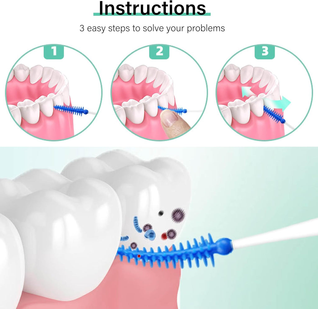 Ndzefan160PCS Portable Silica Gel Toothpick Toothbrush Original Suitable for Oral Care of Adults and Children,Toothpick Brushes Teeth Cleaning Tool (Blue)