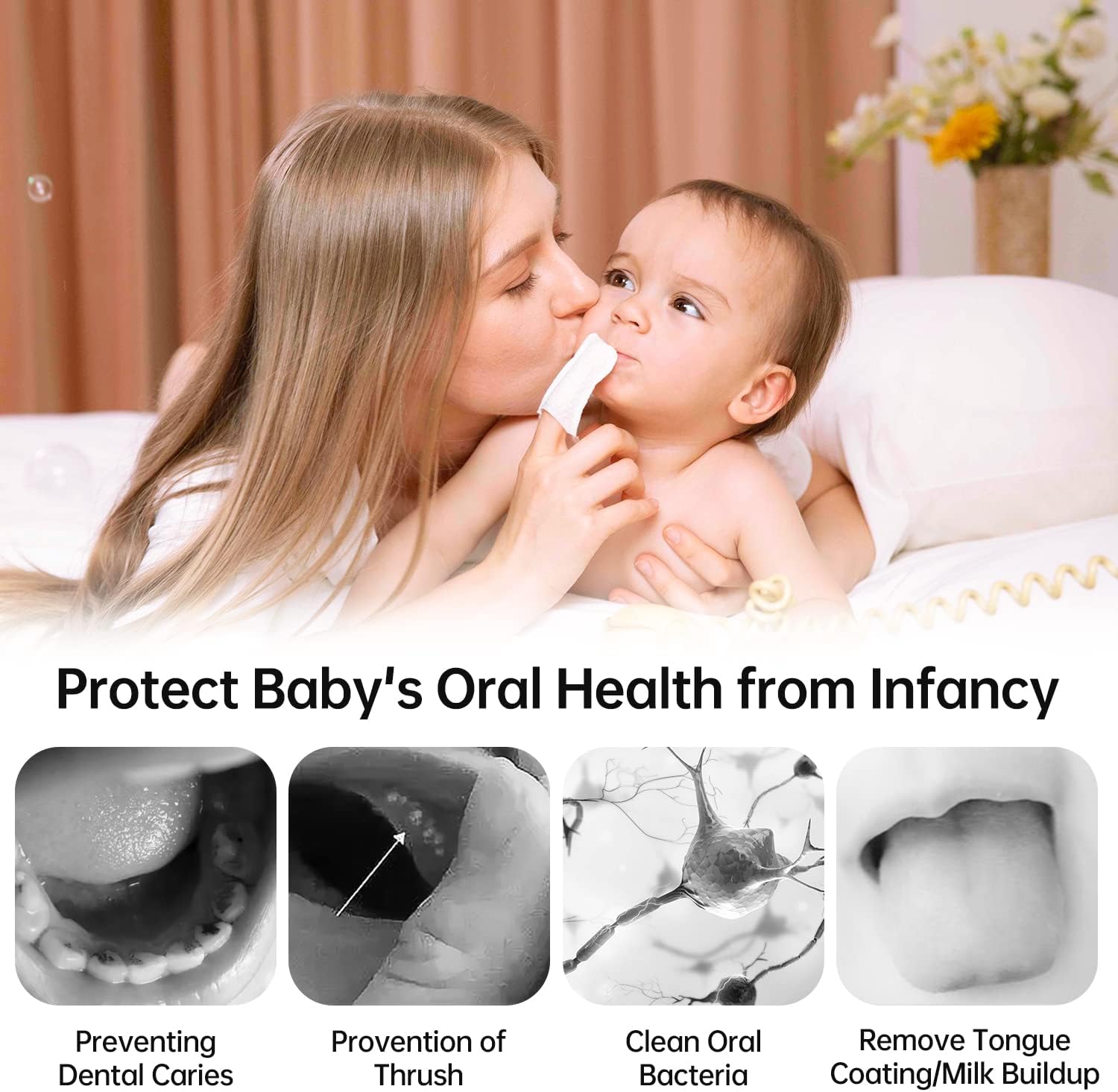 Toddler & Baby Dry Wipes, Premium 0-36 Months Tooth and Gum Wipes, Upgrade Tongue Cleaner for Infant & Newborn, 60 Count