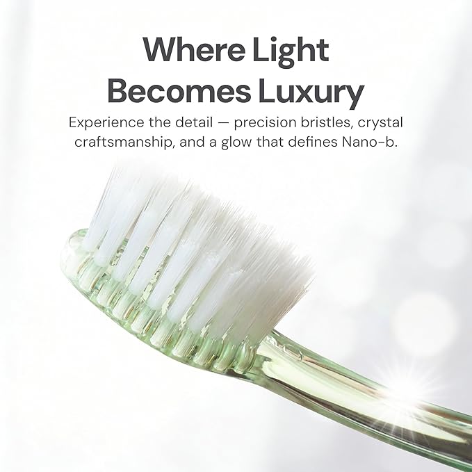 Nano-b Manual Toothbrush Set for Adults with Sensitive Gums, Silver Soft/Medium Bristles, Travel Cases, Blue, Pink, Green, Crystal, 12-Pack