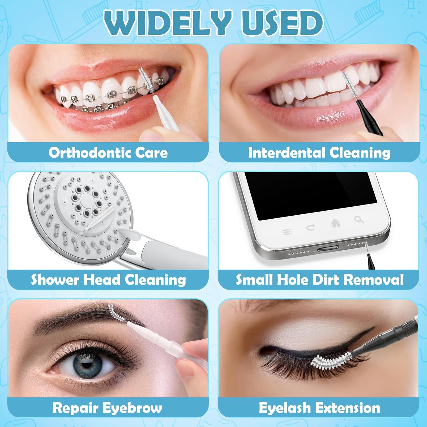 120 Pieces Interdental Brushes, Braces Brush Cleaner Orthodontic Flossers with Soft Bristles 360° Bendable Toothpicks Floss Picks for Braces Kit for Teeth Cleaning Tools