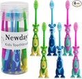 Newday Kids toothbrushes 6 Pack Set Soft Bristles Fun Lovely with Suction Cup, Includes Travel Covers, Animal toothbrushes for Kids Boys & Girls, Toddlers &Children Teeth Age 3+