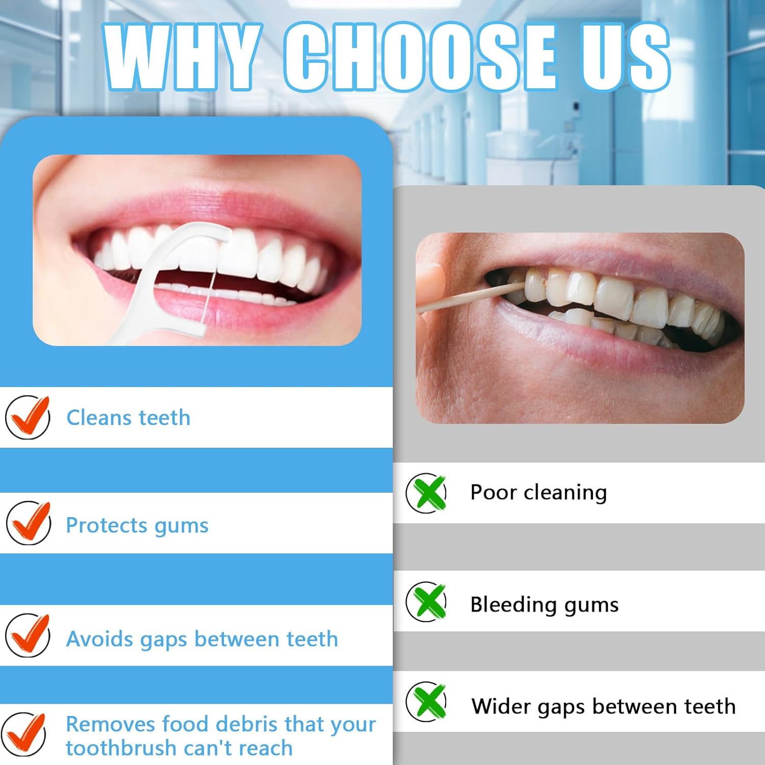 200 Count Tooth Floss Picks, Double Cleaning Tooth Picks Flossers with Bristles,Small Home Tooth Pick for Adult (200)