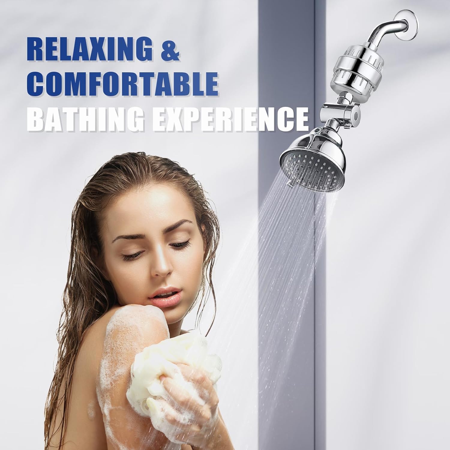 20 Stage Shower Head Filter for Hard Water, Removes Chlorine, Fluoride, Improves Skin and Hair Condition, 4 Cartridges, High Output, Wide Compatibility