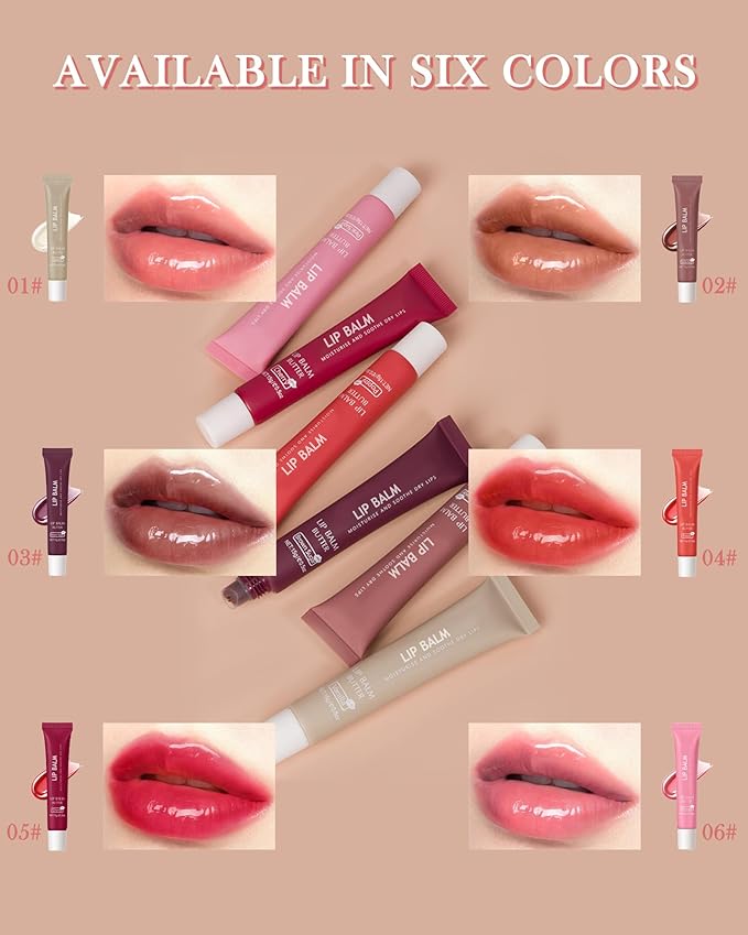 Butter Tinted Lip Balm-3 Colors Vanilla Beige Brown Pink Sugar Lip Gloss,Clear Jelly Yummy Tint Lip Stain,Long Lasting Hydrating Glow Reviver Lip Care Oil, Christmas Makeup Gift for Women-Set A