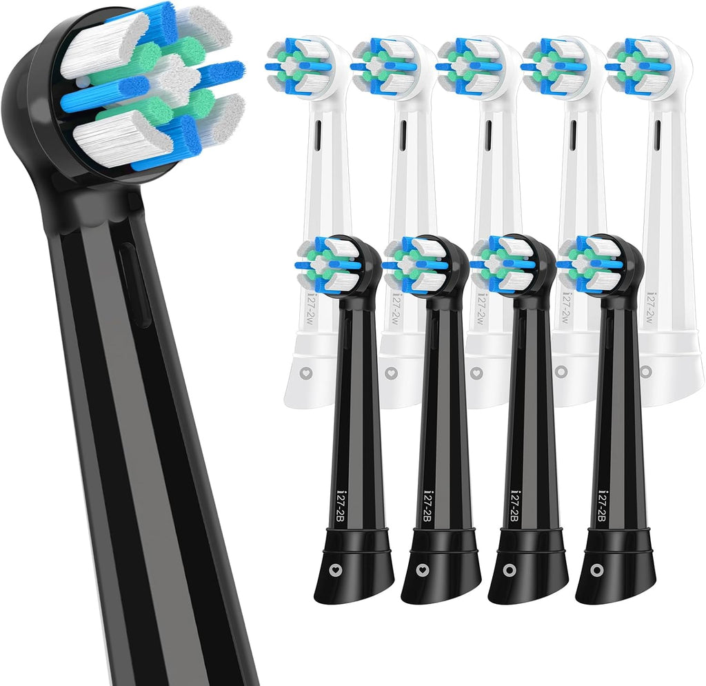 iO Replacement Heads Compatible with Oral B iO, for Oral B iO 2/3/4/5/6/7/8/9/10 Series Electric Toothbrushes, Medium Softness for Protect Teeth and Gums, 5 Black and 5 White