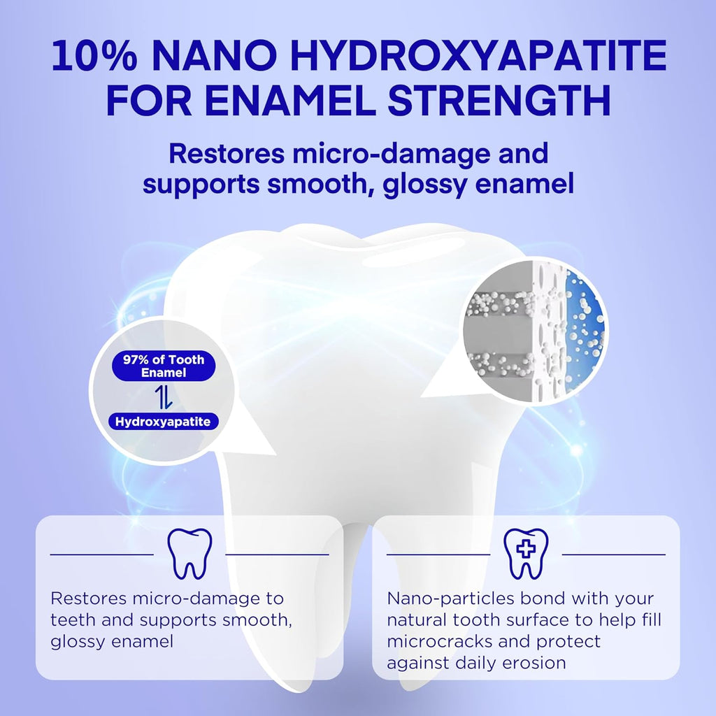 PearlSmile Niacinamide Hydroxyapatite Whitening Toothpaste – 10% Nano Hydroxyapatite + 5% Niacinamide – Strengthens Enamel, Remineralizes, Brightens Teeth – Fluoride-Free, Travel Size, 4.2oz