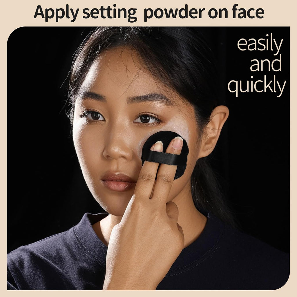 Teenitor 3Pcs Powder Puffs for Face Powder 2.36 Inch, Makeup Powder Puff for Loose and Pressed Powder, Face Powder Puff with Case, Black