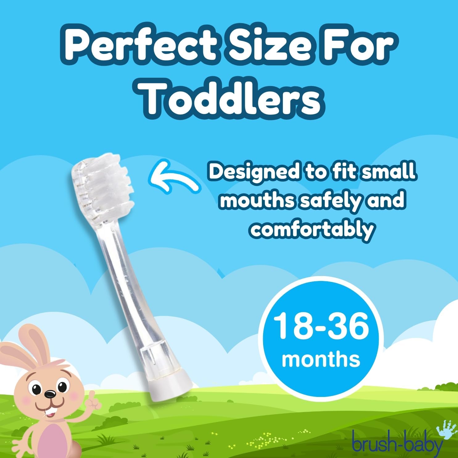 Brush-Baby - Replacement Heads for BabySonic Electric Toothbrush, 18-36 Months - Soft, Gentle Brush Heads for Baby Teeth & Gums - Toddler Toothbrush Head, BPA-Free, Toddler Oral Care - 4 Pack