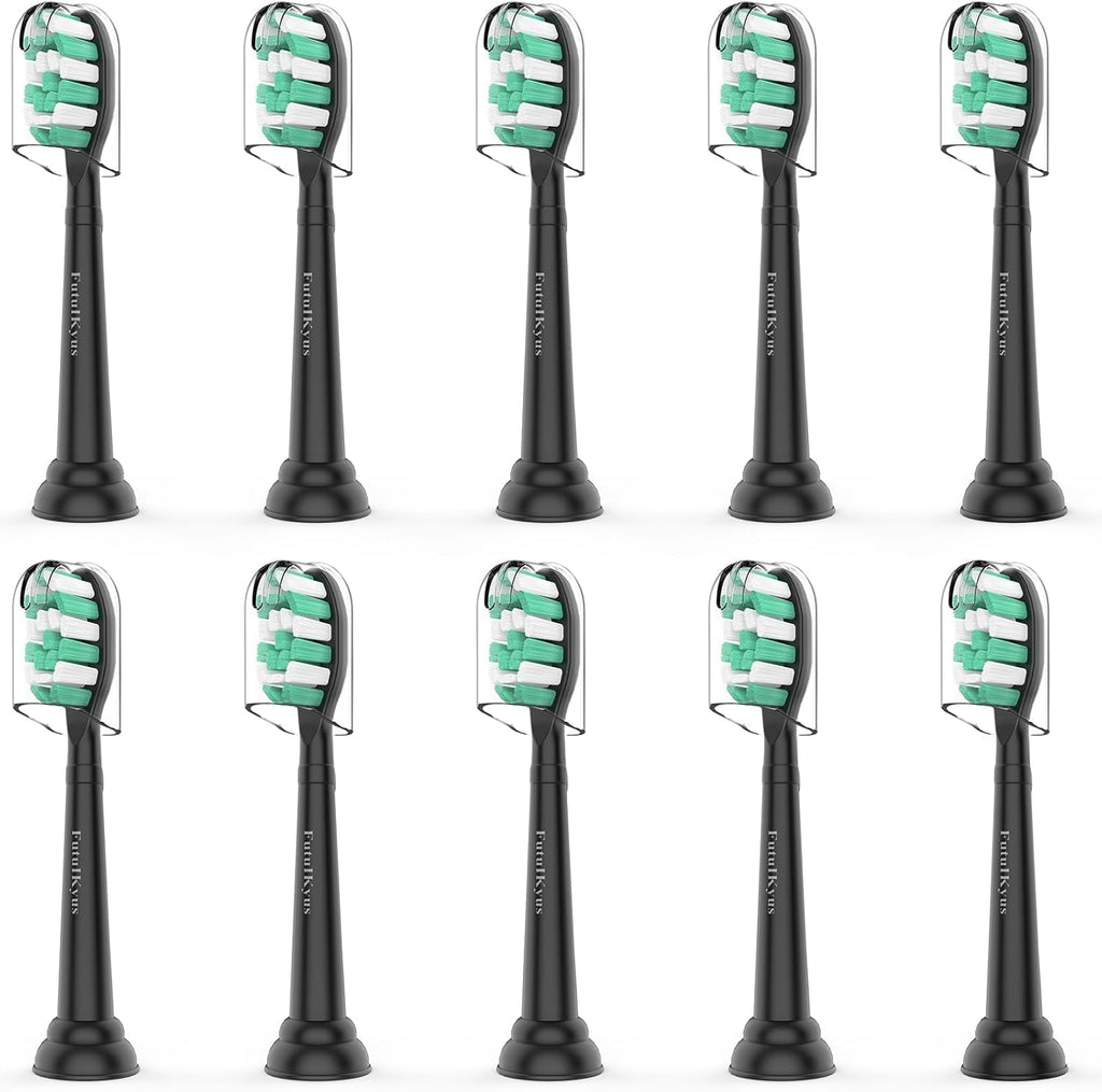 Toothbrush Replacement Brush Heads for Philips Sonicare C1 C2 ProtectiveClean 4100 5100, Electric Sonic Tooth Refill Head Plaque Control, 10 Pack, Black
