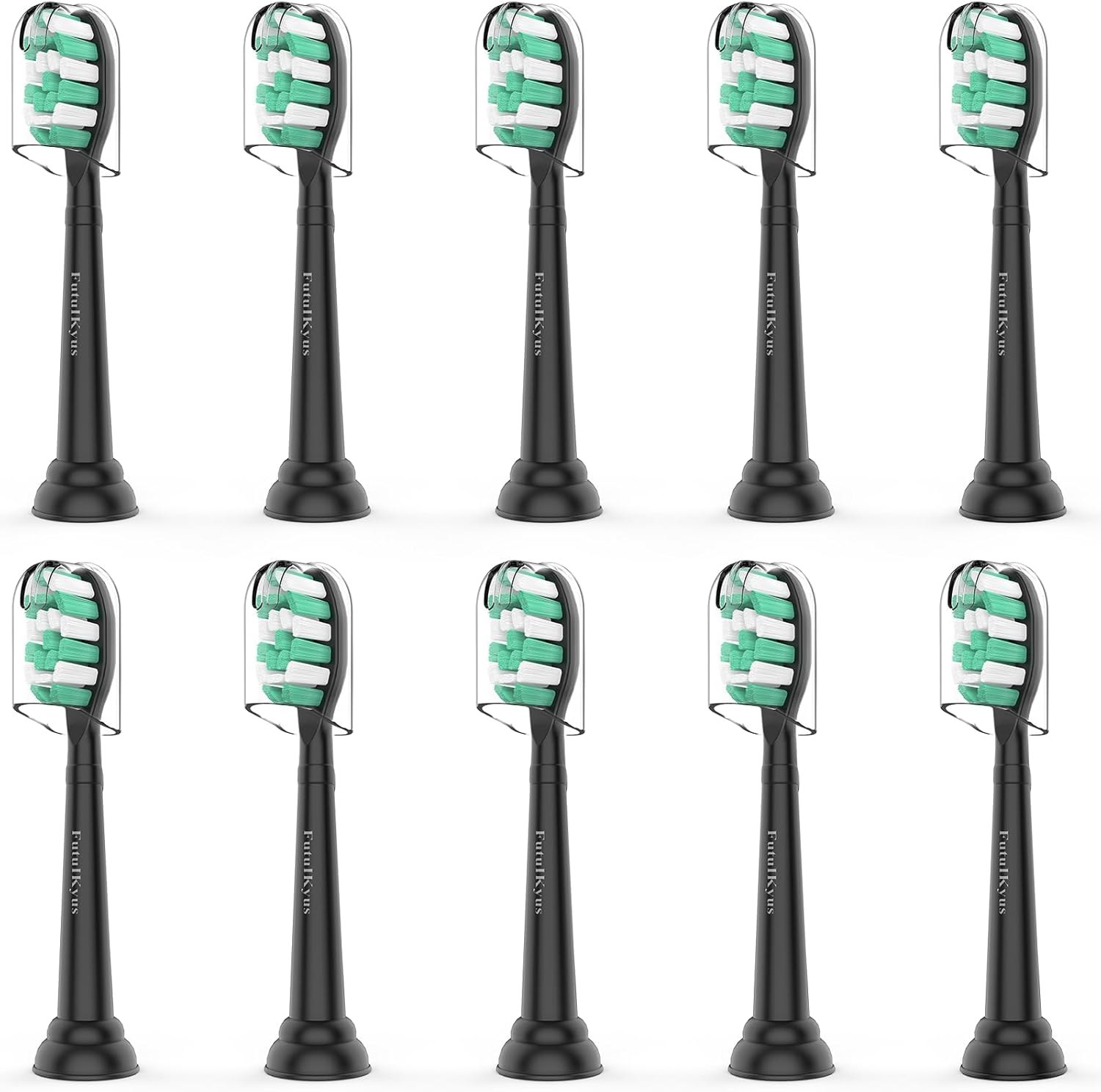 Toothbrush Replacement Brush Heads for Philips Sonicare C1 C2 ProtectiveClean 4100 5100, Electric Sonic Tooth Refill Head Plaque Control, 10 Pack, Black