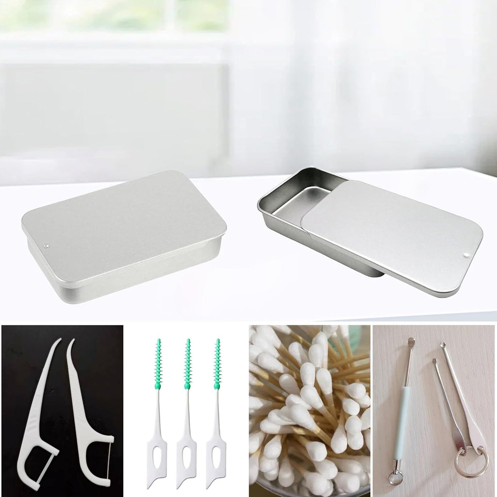 2Pack Dental Floss Case - Portable Travel Dispenser for 24 Adult Floss Picks (Silver)