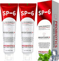 SP-6 Probiotic Toothpaste - Niacinamide Whitening Toothpaste Enhanced Formula with 6 Probiotics for Teeth Whitening and Gum Health - Enamel-Safe, Fluoride-Free, Fresh Mint Flavor, 4.9Oz (2)