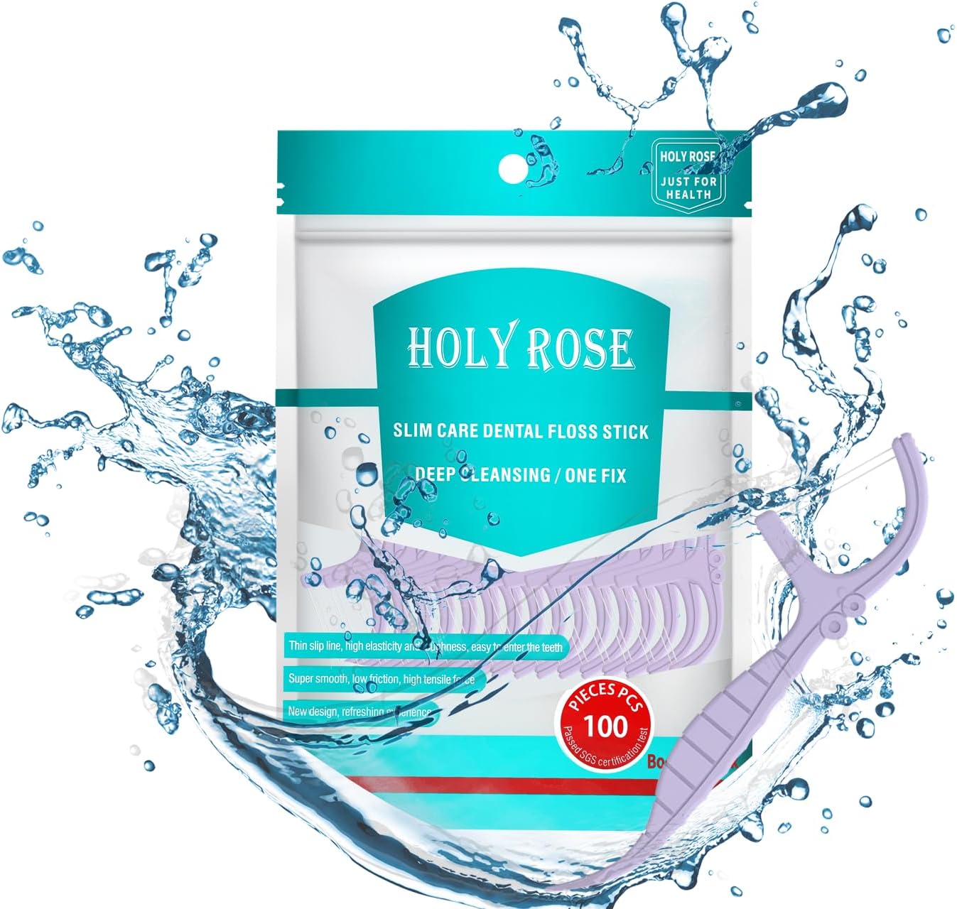 Holy rose Twin Line Dental Floss Picks with Mint Flavor - Dual Cleaning, Adult-Friendly End Toothpicks - 200 Count Flossers is Travel Oral Care Kit Cleaning Tool for Teeth.