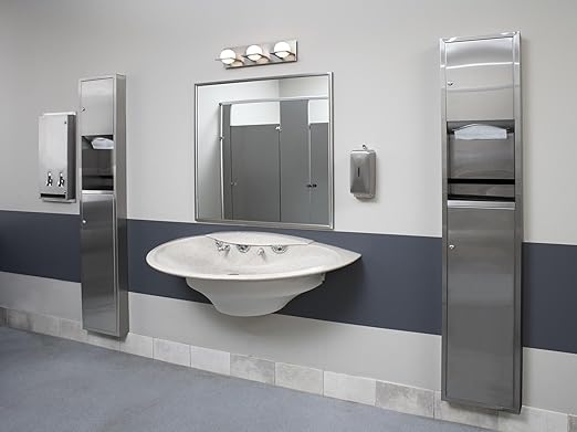 Bradley 6A01-11 Diplomat Foam Soap/Sanitizer Dispenser, Surface Mounted, Vertical Tank, Low Battery Indicator Lights, Architectural Satin Finish, Stainless Steel