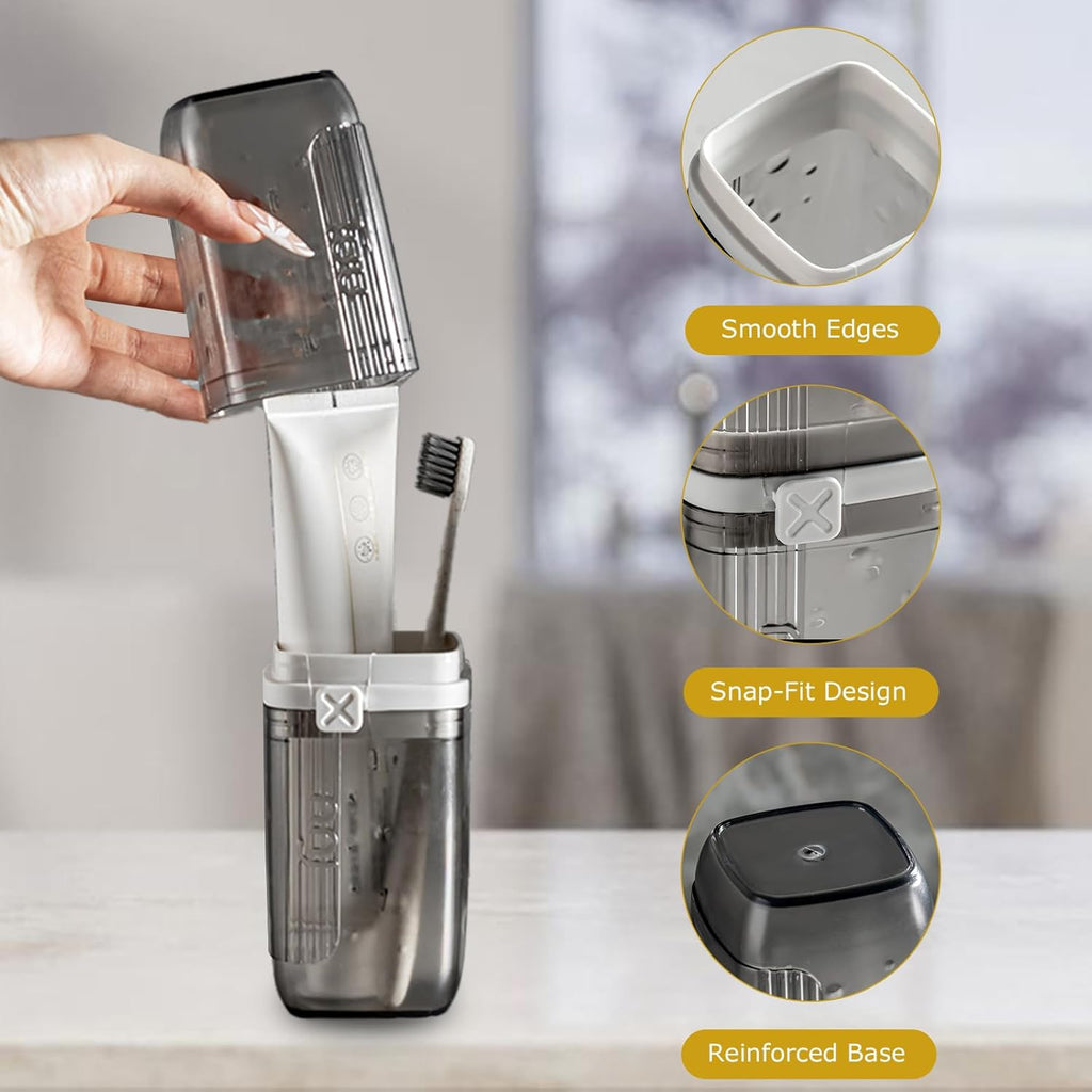 Toothbrush Travel Case - Portable Travel Toothbrush Holder, Toothbrush and Toothpaste Travel case - Large Tooth Brush Cover for Travel, Ideal for Trip, Dorm, Camping, Hiking and Bathroom (Black)