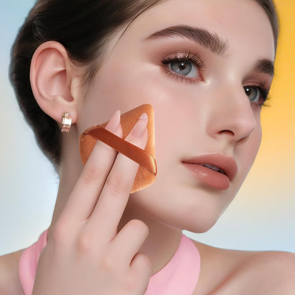 Makeup Sponge Set BS-MALLTriangle Puff 14 Pcs for Liquid, Cream, and Powder, Multi-colored Makeup Sponges and Mini Makeup Sponge (E-GreenOrange)