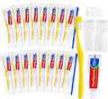 10 pcs Disposable Toothbrushes with Toothpaste and Floss Set,Yellow Individually Wrapped Bulk Single Use Toothbrush Floss Cover Travel Toothbrushes Kit with Zip Bag for Homeless,Hotel,Guest