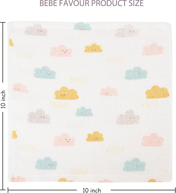 Baby Washcloths 4 Pack 100% Cotton Soft and Absorbent Terry Wash Cloths Wipes for Face Hand Body Burp Rag for Sensitive Skin Newborns Infants Toddlers 10" x 10"