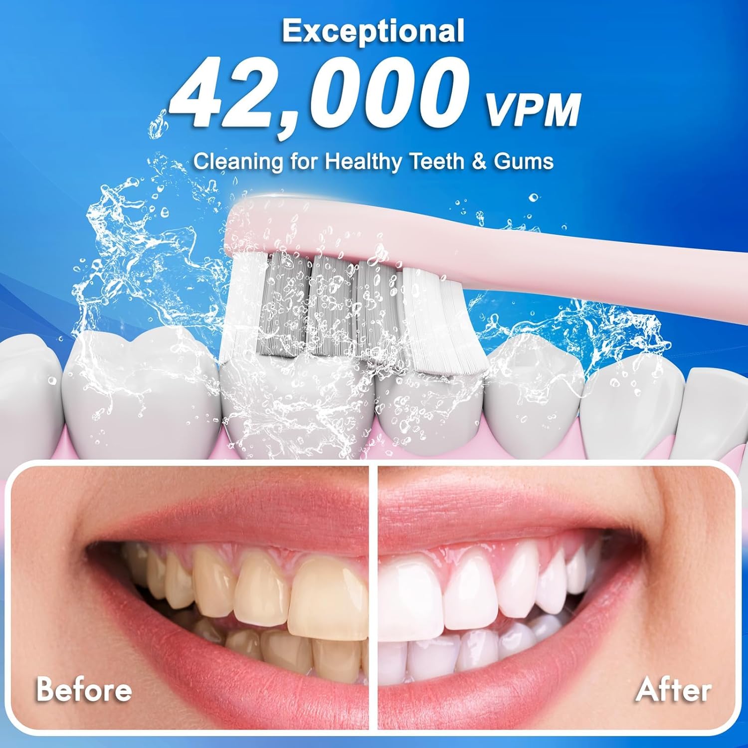 Portable Electric Soft Toothbrush with Travel Case, 90-Day Largest Battery Life, 10 Brush Heads, 5 Modes Deep Clean, Ergonomically-Designed for Enhanced Comfort - Ideal Gift for Adults & Kids