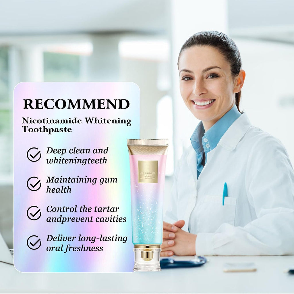 Niacinamide White Toothpaste, Niacinamide Whitening, Complete Care Toothpaste, Remove Tooth Stains, Repair and Protect Teeth, Natural Peppermint