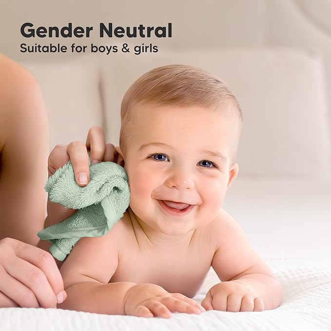 6-Pack Baby Washcloths - Soft Absorbent Viscose from Bamboo Wash Cloths for Babies, Kids, Toddlers, Infant, Newborn Bath Towels, Gentle on Sensitive Skin, 10x10 Reusable Face Towels (Meadow Green)