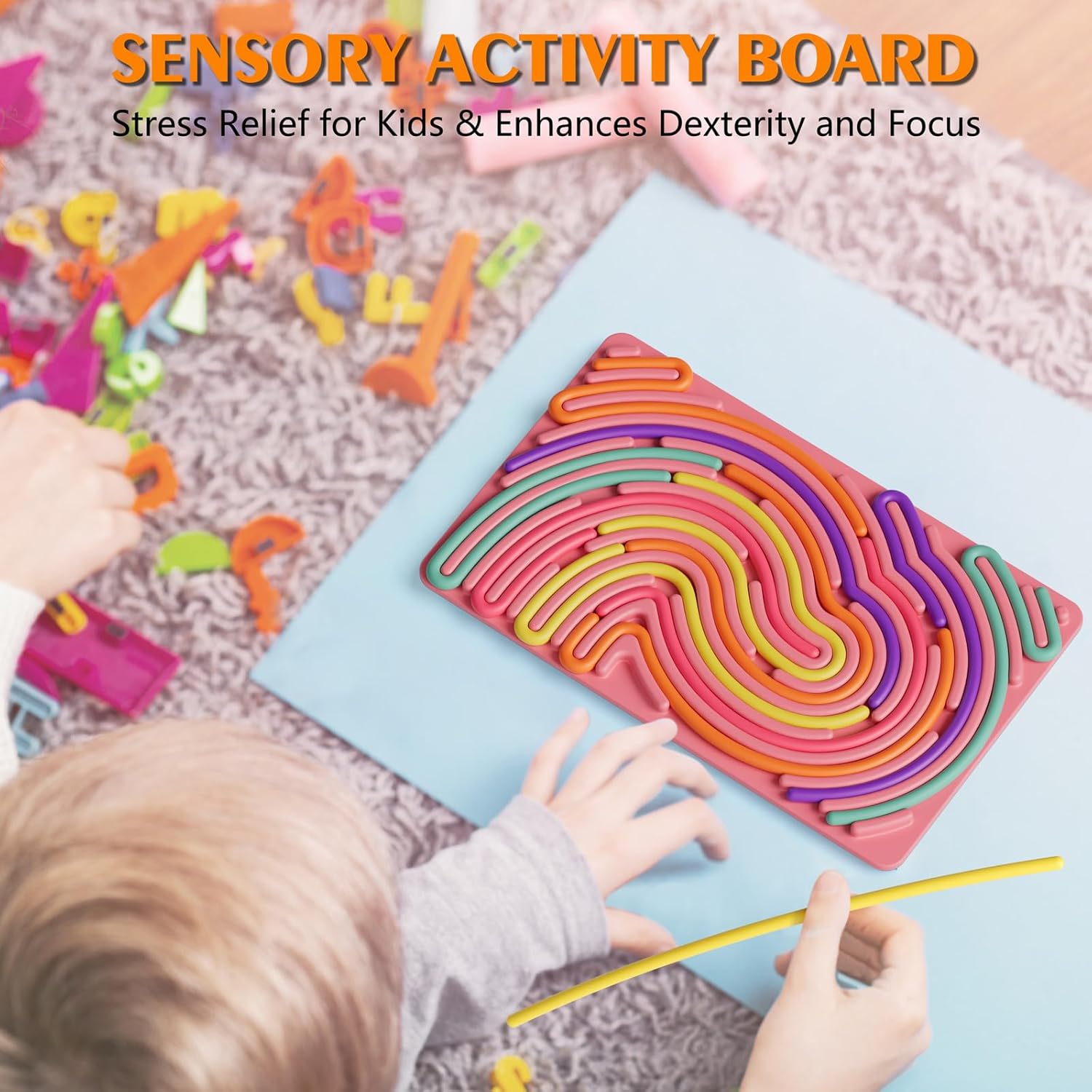 Sensory Fidget Toys for Kids Toddler Boys ,Sensory Activity Board for Stress Anxiety Autistic ADHD, Calm Down Travel Airplane Essentials Toys for 3+ Year Old, Stuffers Gifts for Teen Girls