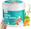 Dog Dental Care Finger Wipes - Teeth Cleaning Finger Wipes for Dog & Cats - Tooth Brushing Kit Dental Wipes for Dog - Reduces Plaque & Freshens Breath (50 PCS, Beef)
