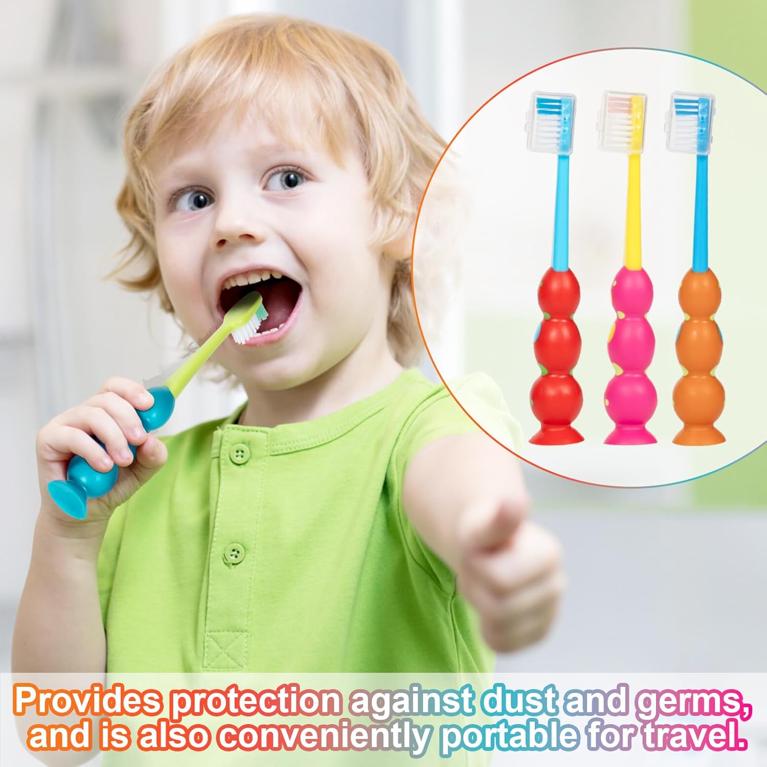 Toddler Toothbrush - Kids Toothbrush Soft Bristles with Suction Cup for Easy Storage, for Age 2-4 and Older, Pack of 4