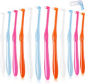 Patelai 12 Pcs End Tuft Toothbrush Soft Interdental Brushes Tooth Stain Remover Trim Toothbrush Single Brush for Implants Teeth Detail Cleaning Supplies(Orange, Rose Red, White and Blue)