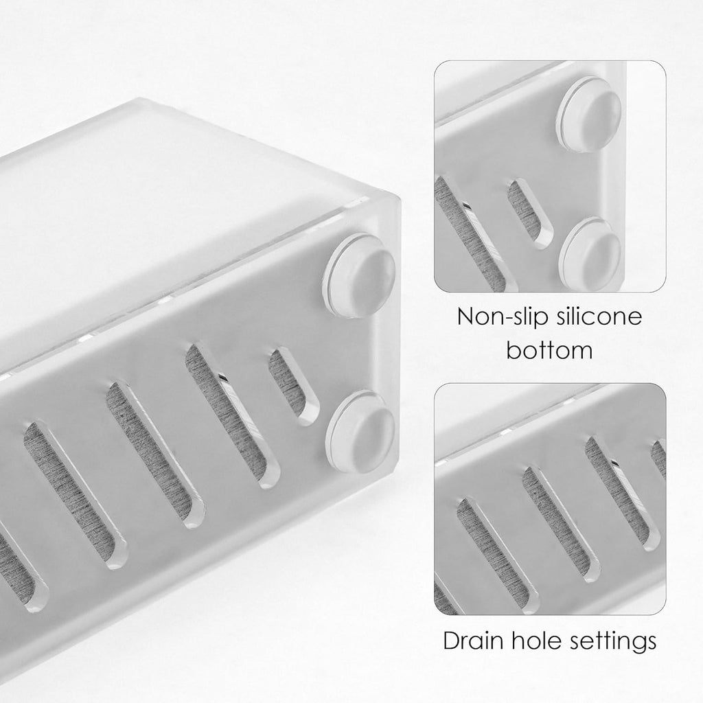 Acrylic Electric Toothbrush Holder with Diatomite Drying Stone, Bathroom Drawer Organizer with Drainage Hole for Tooth Brush, Compatible with Philips, Oral-B (Frosted Cover)