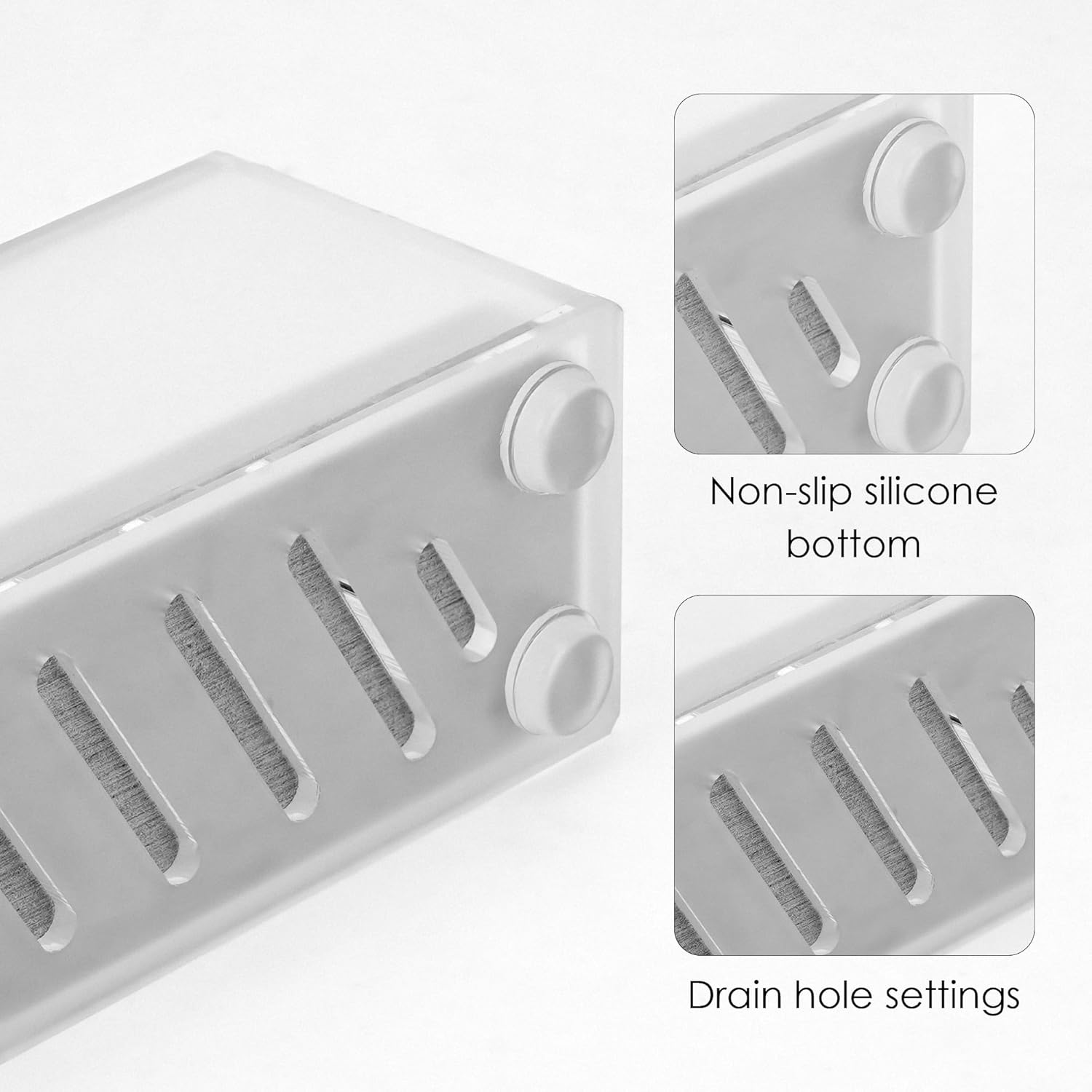 Acrylic Electric Toothbrush Holder with Diatomite Drying Stone, Bathroom Drawer Organizer with Drainage Hole for Tooth Brush, Compatible with Philips, Oral-B (Frosted Cover)