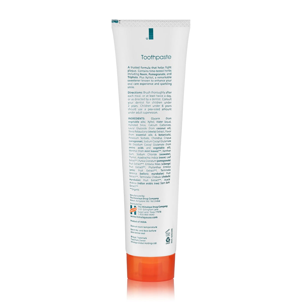 Himalaya Botanique Original Neem & Pomegranate Botanical Toothpaste, Fights Plaque, Brightens Teeth, Fluoride Free, No Artificial Flavors, SLS Free, Cruelty Free, Foaming, Mint Flavor, 5.29 Oz, 4 Pack