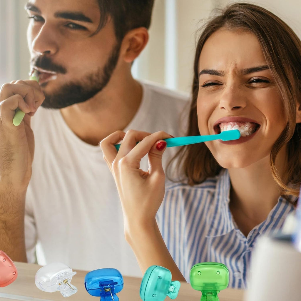 Zoyiancy 10pcs Toothbrush Cover, Toothbrush Protector Case, Travel Tooth Brush Head Pod Case, Toothbrush Cap Plastic Clip for Household Bathroom School (Grey, Blue, Red, Green, Yellow)