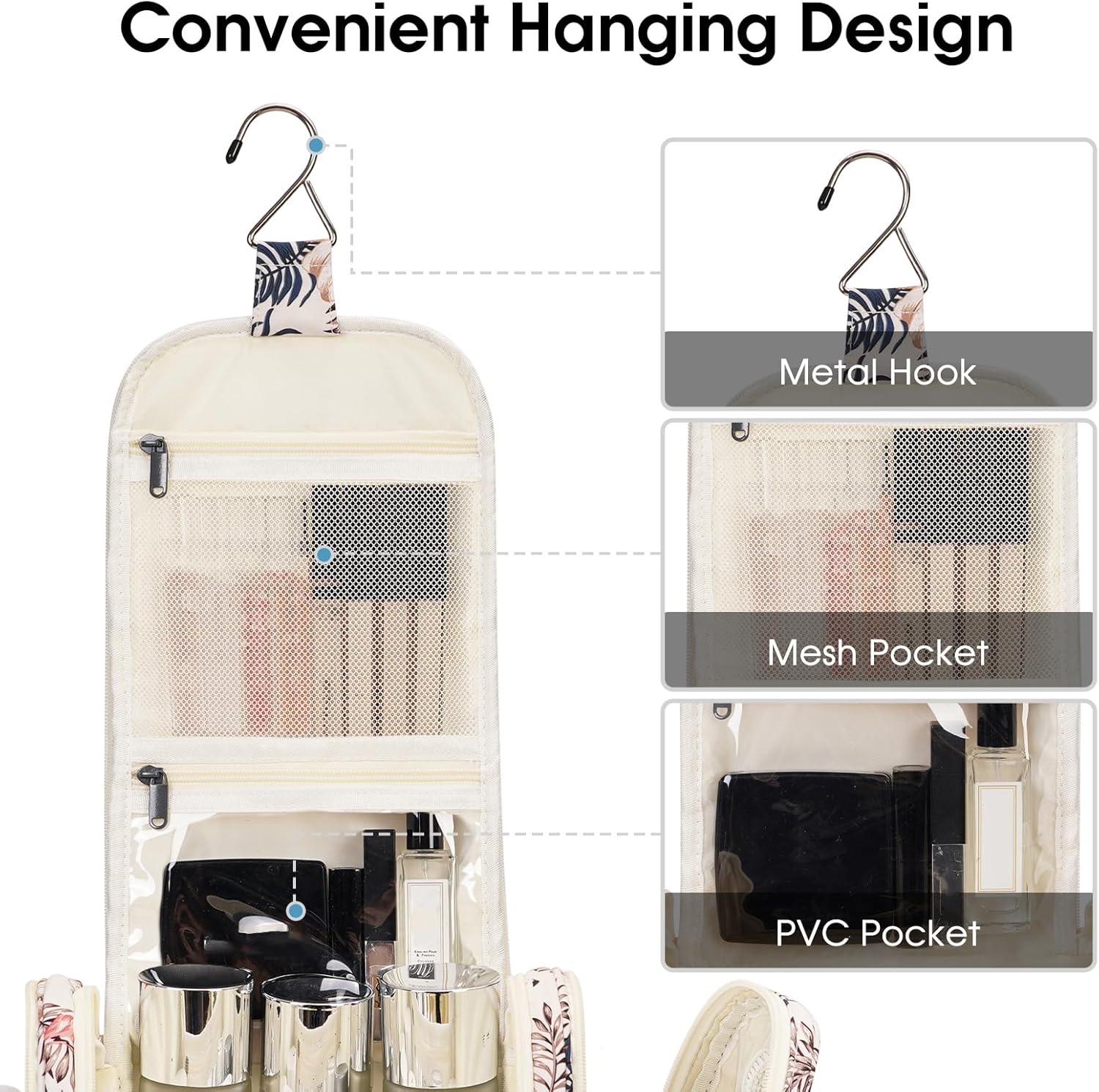 Narwey Hanging Toiletry Bag for Women Travel Makeup Bag Organizer Toiletries Bag for Cosmetics Essentials Accessories