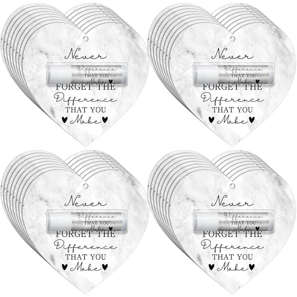 30 Pack Christmas Employee Appreciation Gift Lip Balms Bulk Staff Teacher Team Volunteer Thank You Gift Thanksgiving Christmas Appreciation Party Favor for Women Men(Heart,Fog White)