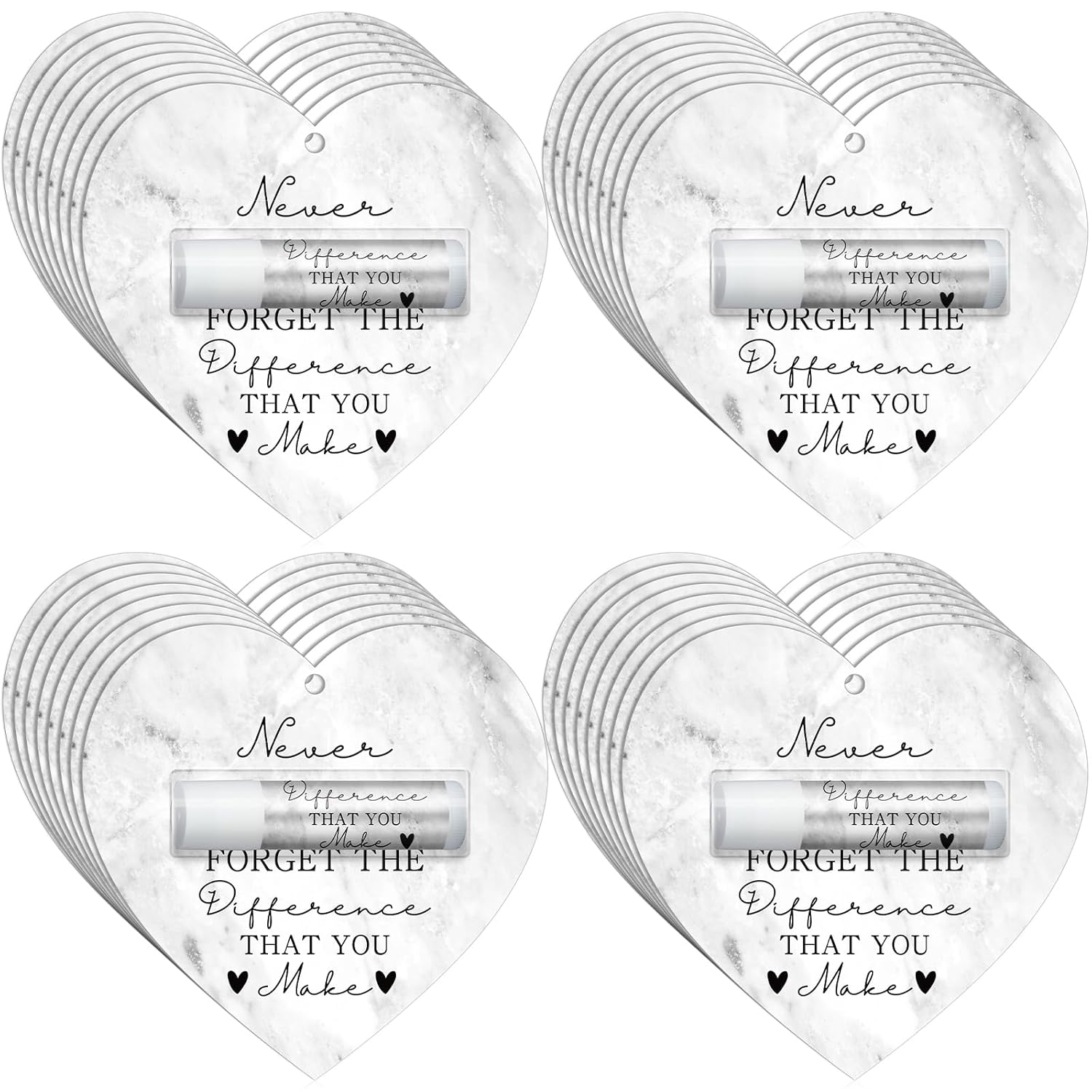 30 Pack Christmas Employee Appreciation Gift Lip Balms Bulk Staff Teacher Team Volunteer Thank You Gift Thanksgiving Christmas Appreciation Party Favor for Women Men(Heart,Fog White)