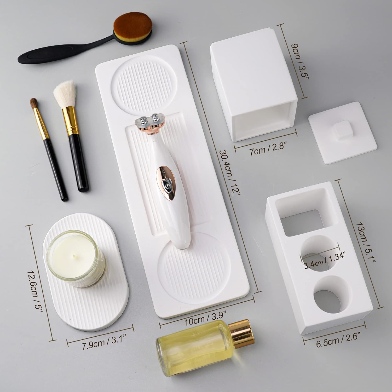 Ceramic Toothbrush Holders for Bathrooms, White Bathroom Accessories Diatomite, Electric Toothbrush Holder Countertop with Toothbrush Holders, Soap Dish Set