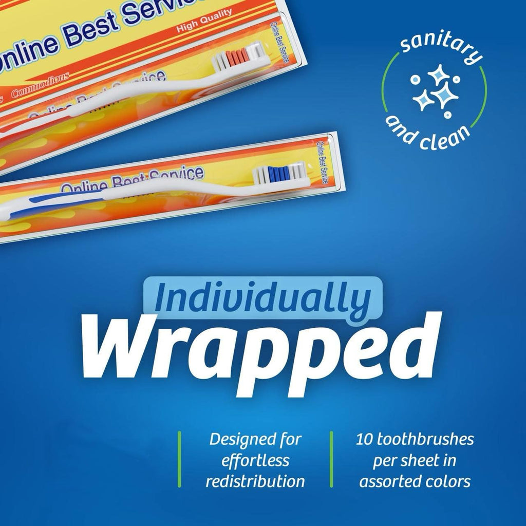 100 Pack Toothbrush Standard Classic Medium Soft Toothbrush Bulk Individually Wrapped